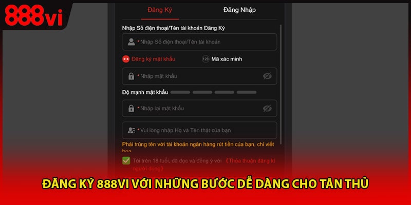 Đăng ký 888vi với những bước dễ dàng cho tân thủ